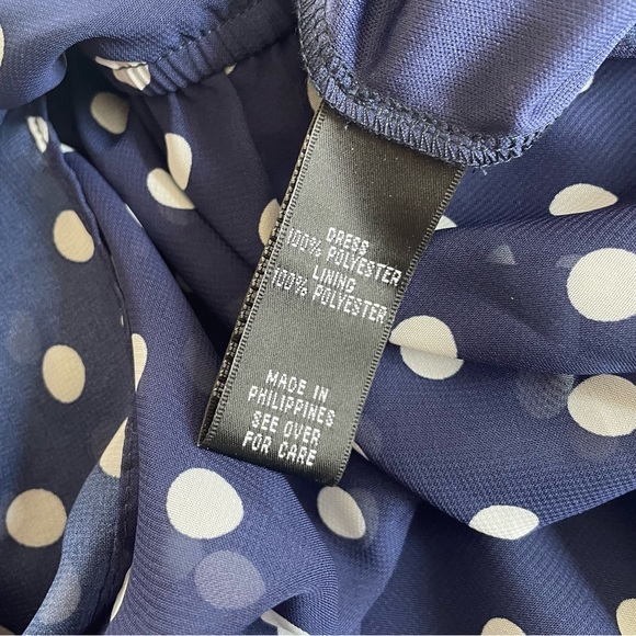 ALYX blue with white polka dots sleeveless Dress and belt size 16 - Picture 6 of 7